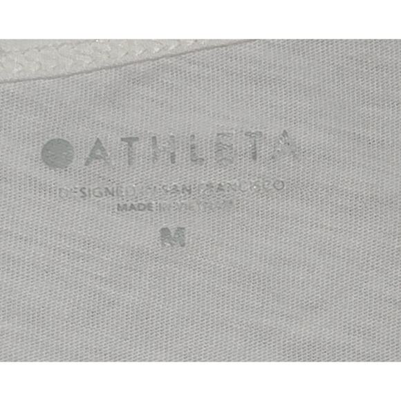 Athleta White Slub Knit Drop Shoulder Short Sleeve Top Medium Lightweight Soft - Picture 4 of 5